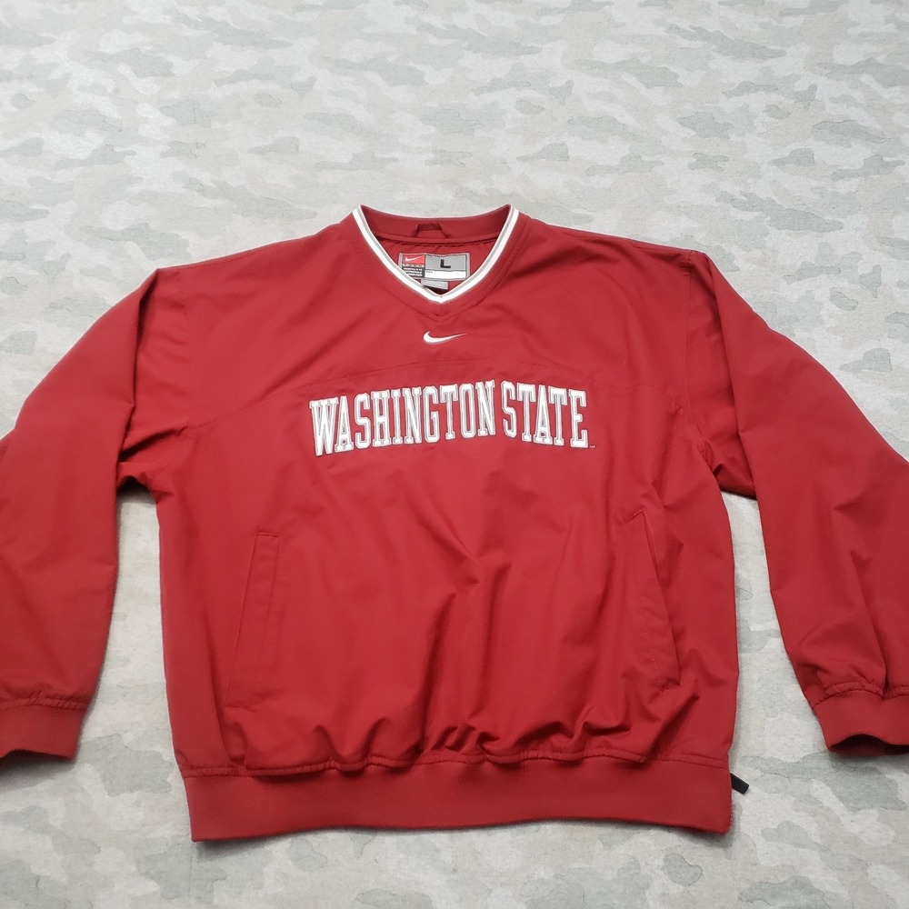 VTG‎ Washington State Nike Jacket Mens Large Red Y2k Center Swoosh Pullover